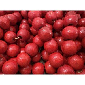 Vintage Red Wood Bead Garland Rustic Christmas Decor 108” Total